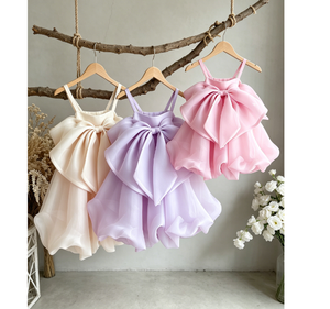 open lace back dress El Faldellin by Surelis Blue Organza Dress - 6T