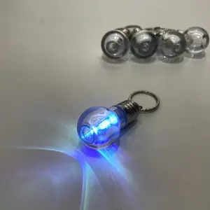 LED Keychain Flashing Lamp Bulb Keychain Promotional Gift Atacado Barato Acrílico Plástico Aço Inoxidável Decoração Presente 100pcs