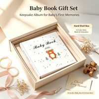 Livre de bébé relié rigide pour enregistrer la croissance, format A5, reliure parfaite, impression numérique offset personnalisée, coffret cartonné avec logo, estampage à chaud doré