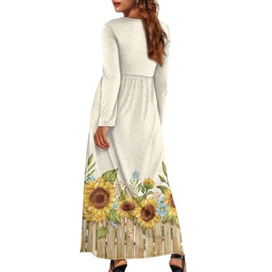 Abito lungo Casual con tasche personalizzato con Logo personalizzato Sunflower da donna a maniche lunghe larghe con stampa 3D - Product Image 2