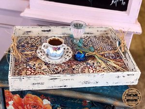 Vassoio decorativo fatto a mano <span class=keywords><strong>per</strong></span> servire la <span class=keywords><strong>colazione</strong></span> da pranzo da tè con manici-tradizionale vassoio da tavolino in legno <span class=keywords><strong>per</strong></span> l'arredamento della casa - Product Image 4