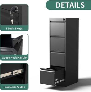 4-<b>Drawer</b> Steel Modular Modern Lateral <b>File</b> Cabinet with Key Lock Wide <b>Drawers</b> for Hospital School Office Use - Product Image 4