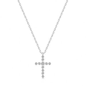 Dylam Women Daily Accessories Fine Jewelry Rhodium 18K Gold 925 Sterling Silver Diamond 5A Zirconia <b>Cross</b> Pendant Necklace - Product Image 1