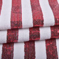 Tissu en maille tricotée à sequins brodés, résistant aux plis, à rayures, tendance, 130 cm, 260 g/m², vente en gros