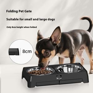 Mangkuk anjing baja tahan karat ramah lingkungan dengan tinggi yang dapat disesuaikan mangkuk ganda untuk peralatan lipat anjing sedang & besar - Product Image 2
