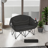Chaise de camping double XL pliable, siège de détente d'extérieur avec porte-gobelets et sac de transport pour le camping et le jardin