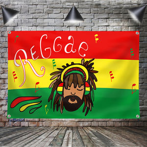 Bandera Decorativa con Diseño de León Rasta, Música Rock <span class=keywords><strong>Reggae</strong></span> Jamaica, Decoración de Pared para el Hogar, 4 Ojales en las Esquinas, 3x5 Pies - Product Image 4