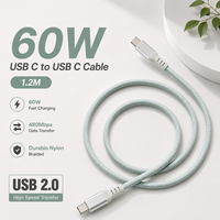 Câble USB 2.0 Type-C 1,2 m 60W PD 5A Charge Rapide Câble de Synchronisation de Données Tressé en Nylon pour Téléphone Ordinateur Portable Batterie Externe OEM ODM