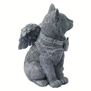 Sculpture en résine de <span class=keywords><strong>chat</strong></span> ailé gris Art moderne Figurine animale réaliste Ornement pour intérieur maison affichage Statuette commémorative pour animaux de compagnie - Product Image 3