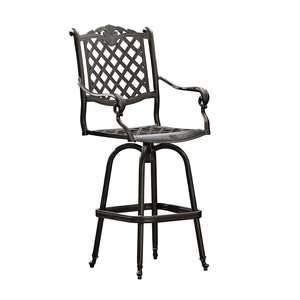 Tabouret de bar en aluminium moulé, design traditionnel, structure métallique durable pour l'extérieur, finition antique, mobilier commercial - Product Image 1