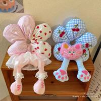 Mignon chouchou à boutons Miffyrabbit à pois en forme de fleur en éponge, accessoire pour chignon féminin, porte-clés en peluche