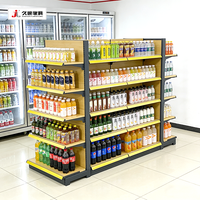 Étagères de supermarché JIUSHUN, rayonnages gondoles modernes, couleur bois personnalisée, métal