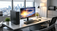 PC Desktop LCD DDR4 Baru Domestik Aman E700 ZD dengan CPU Zhaoxin 2.7GHz, PC Kerja Kantor yang Dapat Disesuaikan
