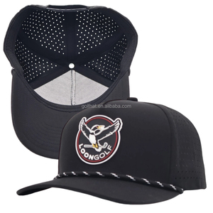 Casquette de baseball et de golf sportive imperméable à 5 panneaux en PVC et caoutchouc, avec logo découpé au laser et trous, pour le hockey, vente en gros - Product Image 2