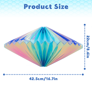 โคมไฟโอะริงะมิทรงเพชรสีรุ้งโคมไฟกระดาษตกแต่งฟอยล์พับได้ - Product Image 3