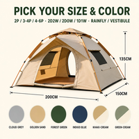 Tente Dôme Grise 1-2 Personnes Instantanée Pop-up Revêtement Argenté 2 Portes Imperméable Camping Extérieur