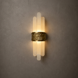Contemporary Stone Wall <b>Light</b> Natural Onyx Shade Brass Wall Lamp For Interior Decoration - Product Image 1