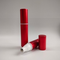 Flacon d'huile essentielle en plastique de 15 ml, flacon vide sans air, flacon à bille roulante avec bille en acier inoxydable