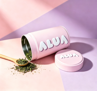 Boîte à thé vintage de 200g de qualité alimentaire en gros, hermétique à double couvercle, pour café en grains, poudre ou thé matcha, finition rose mat