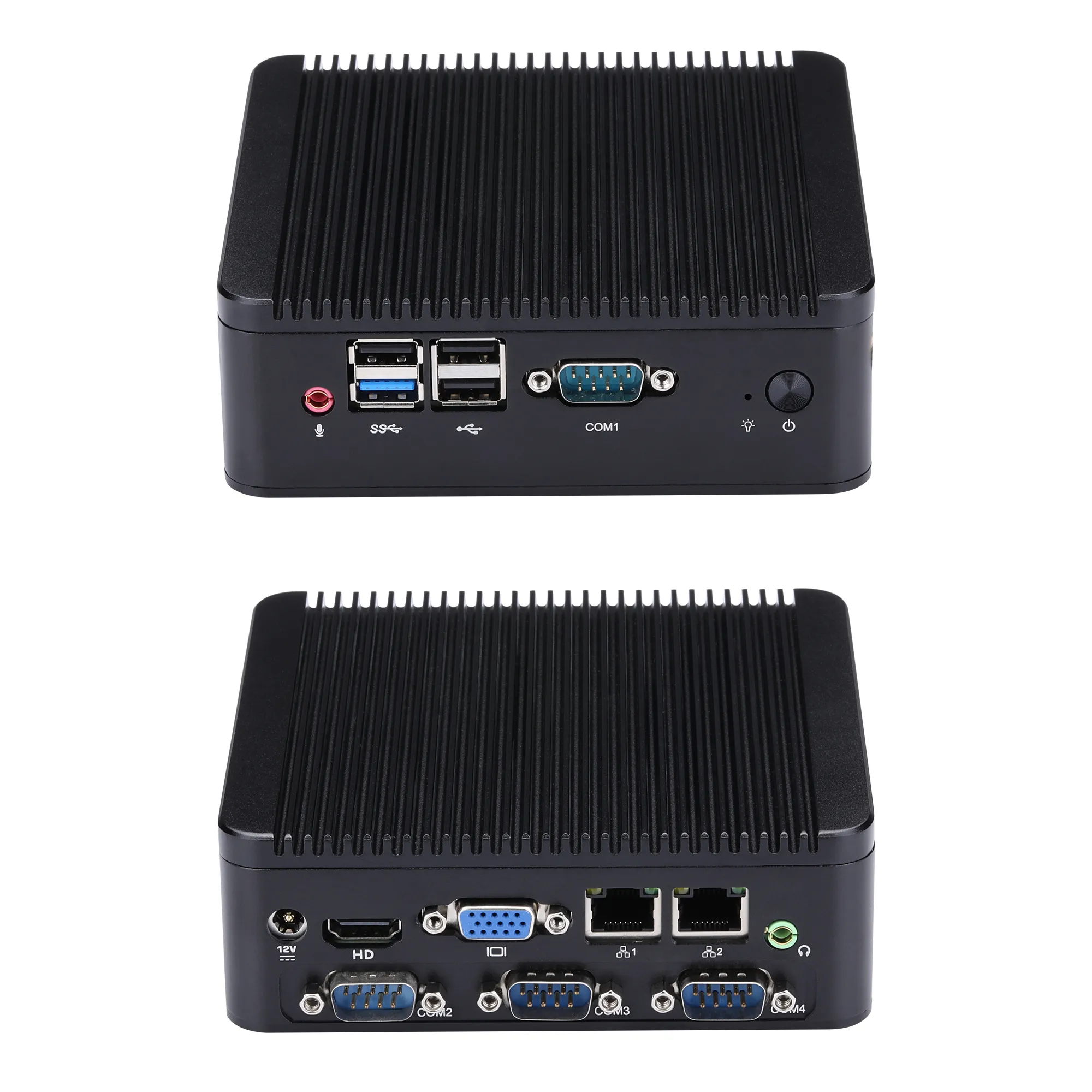 Qotom J1900 4 Rs232 Dual Lan Embedded Mini Computer Draadloze Bt 4G Ram 32G Ssd Linux Mini Pc Voor Industriële Automatisering Systemen