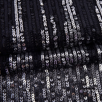 Fournisseur d'usine Tissu respirant noir rayé 190 g/m² résistant aux plis en maille avec broderie de paillettes pour sacs