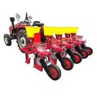 Semoir à maïs monté à 4 rangs avec boîte de vitesses, machine agricole de haute précision pour la plantation du maïs