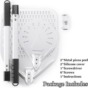 Juego <span class=keywords><strong>de</strong></span> Pala y Espátula para <span class=keywords><strong>Pizza</strong></span> Perforada <span class=keywords><strong>de</strong></span> 14+<span class=keywords><strong>7</strong></span> Pulgadas con Mango <span class=keywords><strong>de</strong></span> Aluminio, Apto para Microondas, Herramientas para <span class=keywords><strong>Pizza</strong></span> Casera para Usar en el Horno - Product Image 4