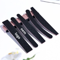 Vente en gros de limes à ongles abrasives noires double face, grains 80/100/180/240, avec logo personnalisé et marque privée pour salons de manucure