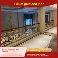 Maßgefertigte Kupfer-Aluminium-Treppengeländer, Leichtgewichtige Luxus-Villa-Duplex-Geländer, Neuer Chinesischer Stil, Geschnitzt, Foshan, Bodenmontiert