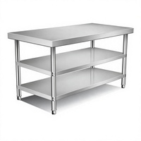 Table utilitaire professionnelle en acier inoxydable à trois niveaux, table de travail à 3 couches, résistante à la corrosion, cadre renforcé robuste