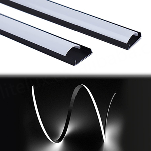 Profilé LED flexible avec couvercle blanc laiteux, diffuseur en aluminium noir pliable pour bande lumineuse, lot de 20, 1 m - Product Image 2
