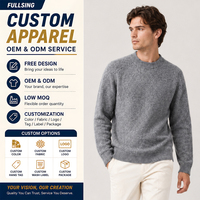 Pull en laine 100% pour homme, col rond, tricoté sur mesure, vente en gros, 7GG, fabrication OEM ODM, marque privée