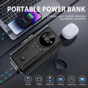 מטען נייד 6 ב-1 להתנעת רכב, בוסטר סוללה, בנק כוח, מטען סוללות ליתיום, משאבת אוויר לצמיגים, ניפוח צמיגים עם תאורה - Product Image 4