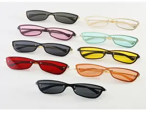 نظارات شمسية للرجال والنساء, نظارات شمسية قطعة واحدة من مادة معدنية جديدة على الموضة ، بإطار صغير محايد أمريكي وأوروبي