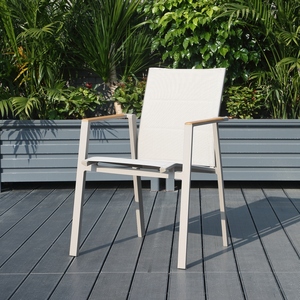 Chaise <span class=keywords><strong>de</strong></span> salle à manger <span class=keywords><strong>de</strong></span> luxe pour patio, résistante aux intempéries, en tissu maillé double couche, avec cadre en aluminium, qualité commerciale, pour usage extérieur – Offre Spéciale - Product Image 4