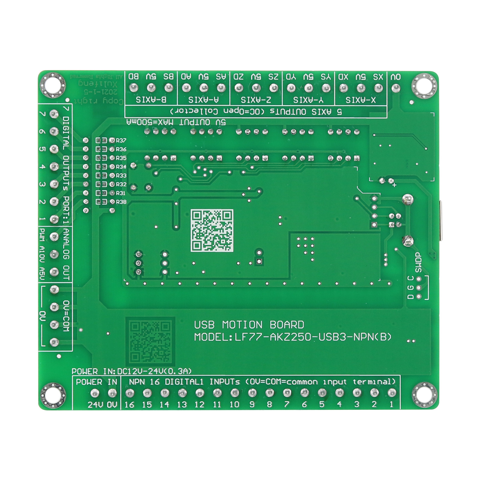 LF77-AKZ250 USB 3.0 NPN(B) Mach3 5-Axis CNC Controller Board for