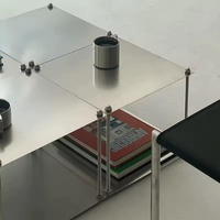 Étagère modulaire en acier inoxydable brossé minimaliste OEM, étagère d'angle en métal à plusieurs niveaux pour le salon, étagère de rangement