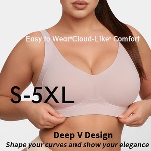 Soutien-gorge YIYI pour femmes grandes tailles, col en V profond, effet seconde peau, dos en U, sans armatures, confortable, push-up, respirant, sans coutures - Product Image 1