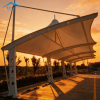 Abri de stationnement pour voiture en membrane PVDF imperméable d'extérieur, structure en acier robuste, tentes de stationnement pour voiture
