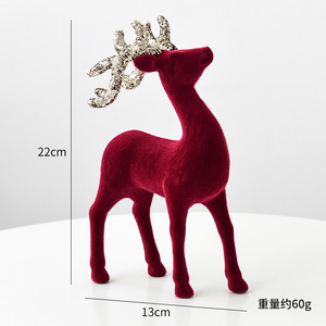 Décoration de Noël : Pendentif de sapin de Noël floqué bordeaux avec paillettes en forme de renne, pour la mise en scène de Noël - Product Image 5