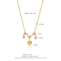 Collar con Colgante de Corazón y Borla, Chapado en Oro de 18k, Acero Inoxidable 316l, Hipoalergénico, con Circonita, para Mujer, Estilo Romántico