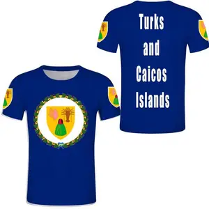 Turks ve Caicos adaları kollarının ceket özel tüm baskı tişörtleri erkek yuvarlak boyun rahat kısa kollu tişört üst