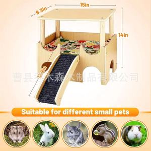 Casa de Madera para Cobayas, Rectangular, Duradera, Hábitat para Animales Pequeños con Diseño de Cueva para una Ventilación Cómoda - Product Image 3