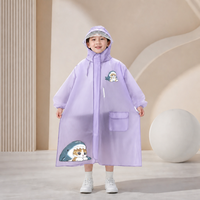 Imperméable pour enfants en EVA, motif dessin animé mignon (dinosaure, requin, chat), avec capuche semi-transparente, pour garçons et filles, pour le camping et les sorties