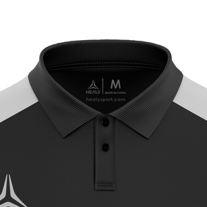 Maillot de football classique noir et gris respirant 100 % polyester à col boutonné pour l'été, idéal pour l'absorption de la transpiration et les équipes sportives. - Product Image 3