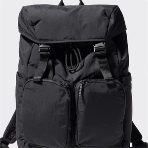 Laptop <b>Backpack</b> <b>Large</b> Capacity 15 Inches Nylon Lining Black Solid Color Everyday Use Travel Hiking Bag - Product Image 1