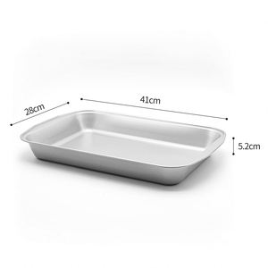 Custom Wholesales Suitable for Large Oven LFGB 14.5 Inch Thick Silver Carbon Steel Non-stick Baking <b>Pan</b> Roast Turkey - Product Image 2