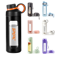 Bouteille en verre borosilicate haute résistance anti-fuite 460 ml, écologique, avec logo personnalisé, design minimaliste, compatible lave-vaisselle, pour le sport