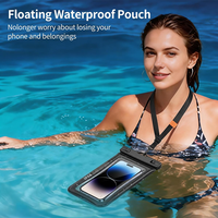 Étui étanche flottant IP68 pour téléphone de 8,5 pouces, sac étanche sous-marin avec cordon, porte-cartes et rangement pour lunettes
