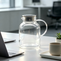 Carafe à eau moderne en verre borosilicate résistant à la chaleur, grande capacité, avec filtre en acier inoxydable pour le thé